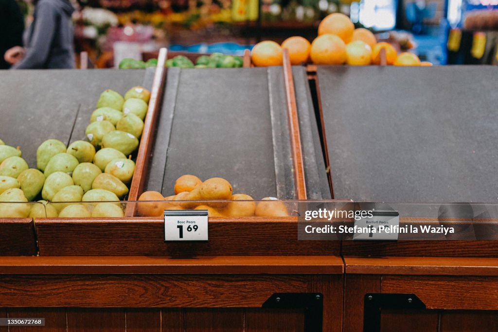 Empty Fresh Fruit Aisle at Grocery Store