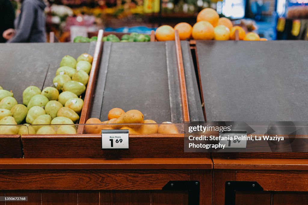 Empty Fresh Fruit Aisle at Grocery Store