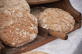Traditional Rye flour bread cooked on site during the 