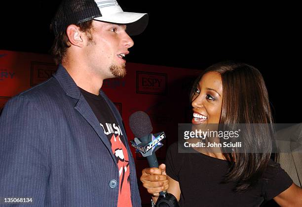 Andy Roddick and Shaun Robinson during Tom Brady and ESPN Host "Fight For Victory" Pre-Party for the 12th Annual ESPY Awards at Playboy Mansion in...