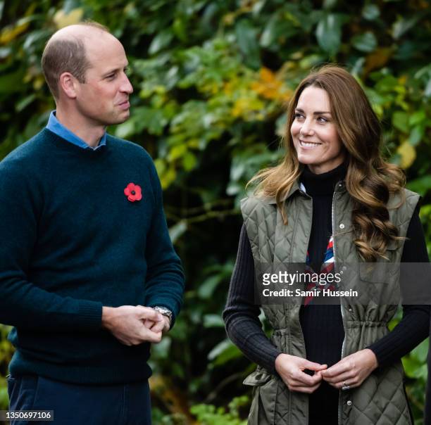 Prince William, Duke of Cambridge and Catherine, Duchess of Cambridge during a visit to Alexandra Park Sports Hub on day two of COP26 on November 01,...