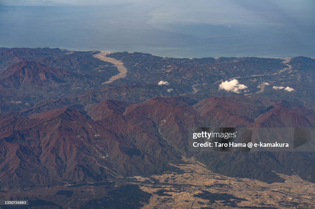Myoko Togakushi Renzan National Park in Niigata of Japan aerial view from airplane