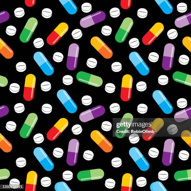 colorfull pills seamless pattern - pill background stock illustrations