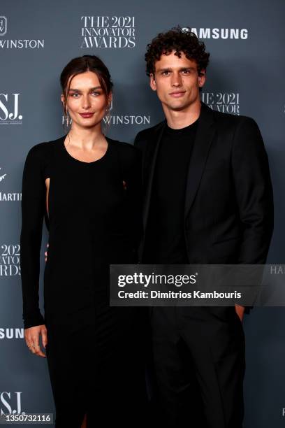 Andreea Diaconu and Simon Nessman attend the WSJ. Magazine 2021 Innovator Awards sponsored by Samsung, Harry Winston, and Rémy Martin at MOMA on...