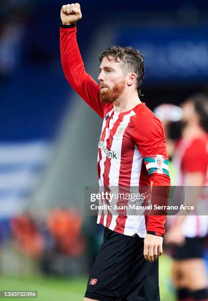 Iker Muniain of Athletic Club celebrates after scoring goal during the La Liga Santander match between Real Sociedad and Athletic Club at Reale Arena...
