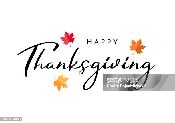 happy thanksgiving lettering card, white background. vector - happy thanksgiving text 幅插畫檔、美工圖案、卡通及圖標