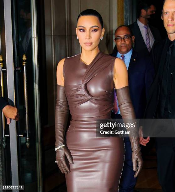 Kim Kardashian departs her hotel en-route for the Wall Street Journal Innovator Awards on November 01, 2021 in New York City.