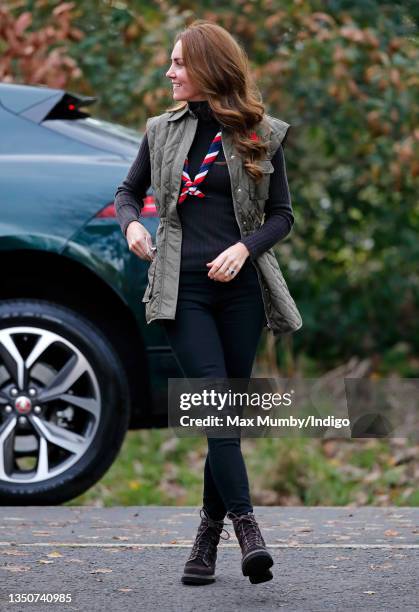 Catherine, Duchess of Cambridge visits Alexandra Park Sports Hub to meet with Scouts from across the area and learn more about the Scouts'...