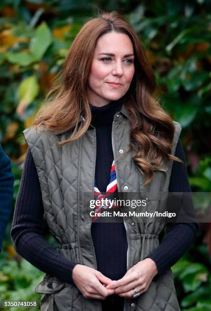 Catherine, Duchess of Cambridge visits Alexandra Park Sports Hub to meet with Scouts from across the area and learn more about the Scouts'...