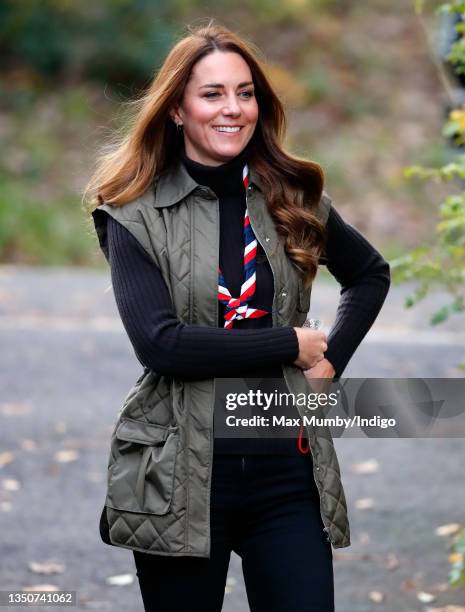 Catherine, Duchess of Cambridge visits Alexandra Park Sports Hub to meet with Scouts from across the area and learn more about the Scouts'...
