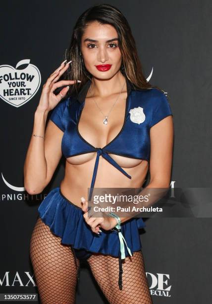 Model Mia Ventura attends the 2021 Maxim Halloween party Produced by MADE Specia at Hyde Nightclub on October 31, 2021 in Los Angeles, California.