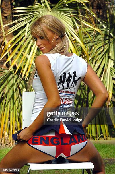 Lauren Pope during Brylcreem Launches Search for the Unofficial England Cheerleaders - Photocall at Soho Square in London, Great Britain.