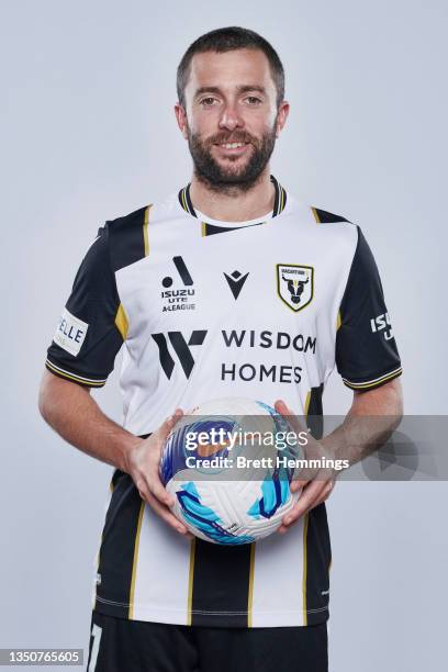 Tommy Oar poses during the Macarthur FC A-League team headshots session at Fairfield Showground on November 01, 2021 in Sydney, Australia.