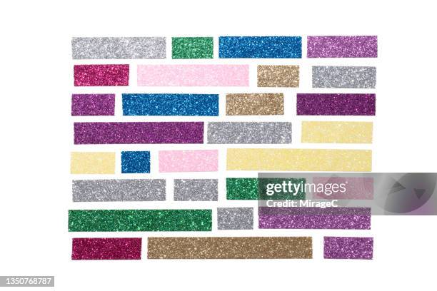 glitter stripes of adhesive tape isolated on white - sticker stock pictures, royalty-free photos & images