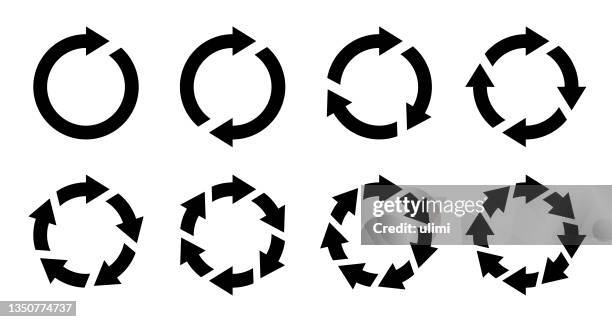 circle arrows - three arrow infographic stock illustrations