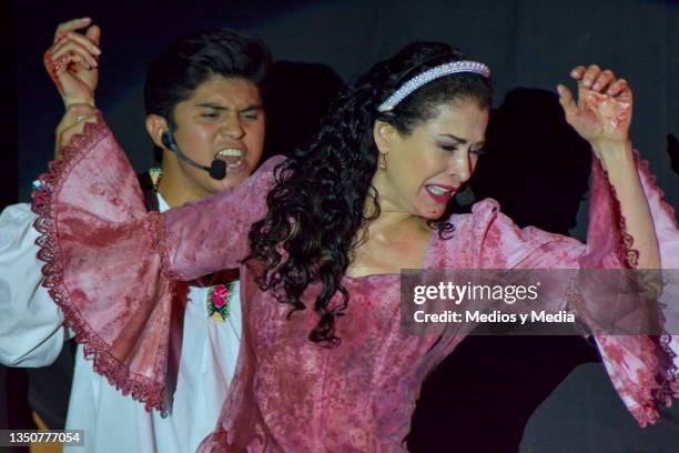 Lourdes Munguía performs during the premiere of the play "La Llorona" at Marketeatro on November 1, 2021 in Mexico City, Mexico.