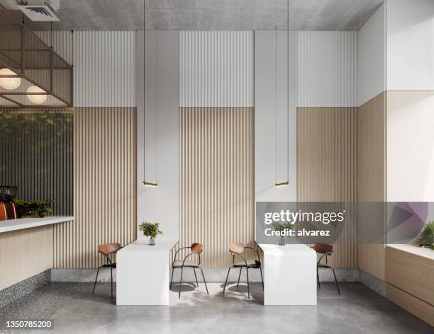 3d rendering of modern office cafeteria - architecture restaurant interior bildbanksfoton och bilder