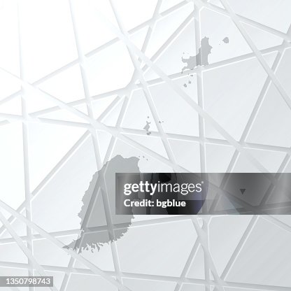 Grenada map with mesh network on white background Grenada map with mesh network on white background