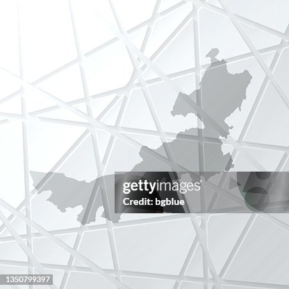 Inner Mongolia map with mesh network on white background Inner Mongolia map with mesh network on white background