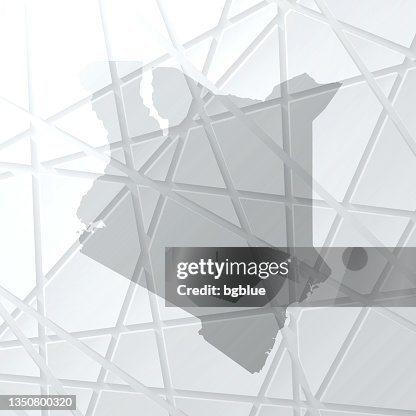 Kenya map with mesh network on white background Kenya map with mesh network on white background