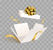 Open gift box with confetti
