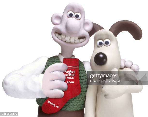 Fictional characters Wallace and Gromit, take part in Sport Relief 2006, in London, circa 2006.