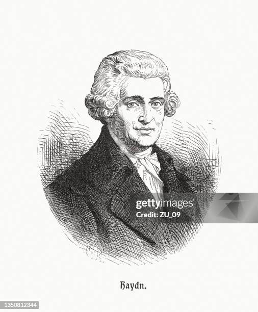 illustrations, cliparts, dessins animés et icônes de franz joseph haydn (1732-1809), compositeur autrichien, gravure sur bois, publié en 1900 - compositeur