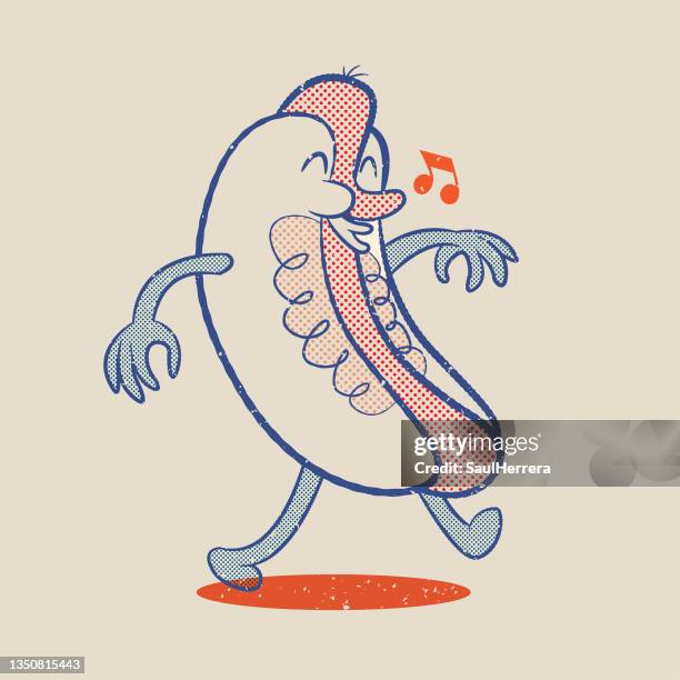 glücklicher hot dog - hot dog drawing stock-grafiken, -clipart, -cartoons und -symbole