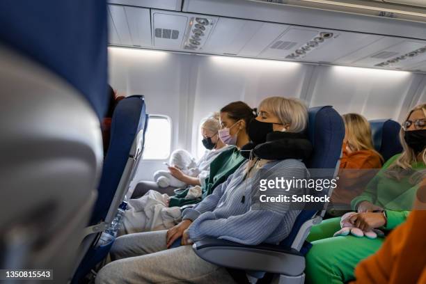 relaxing on the flight - nackstöd bildbanksfoton och bilder