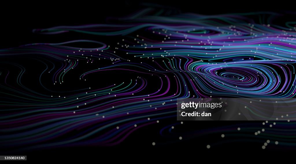 Glowing spiral lines