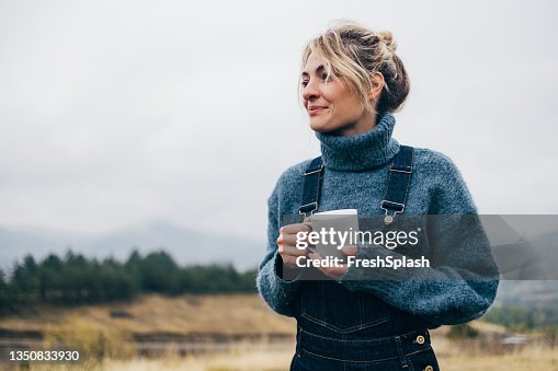 Beautiful Woman Drinking Tea in Nature Beautiful Woman Drinking Tea in Nature