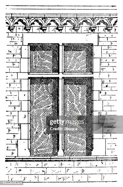 antique illustration: window - building windows stock illustrations
