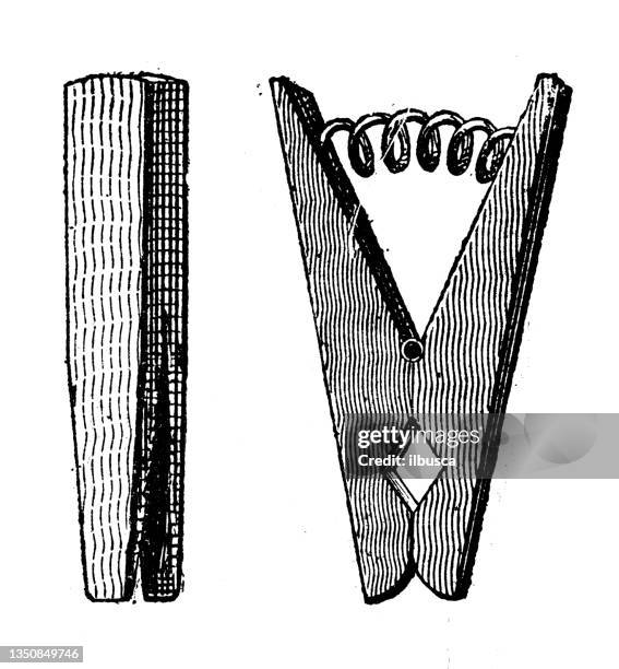 アンティークイラスト:服ピン - 洗濯バサミ点のイラスト素材／クリップアート素材／マンガ素材／アイコン素材