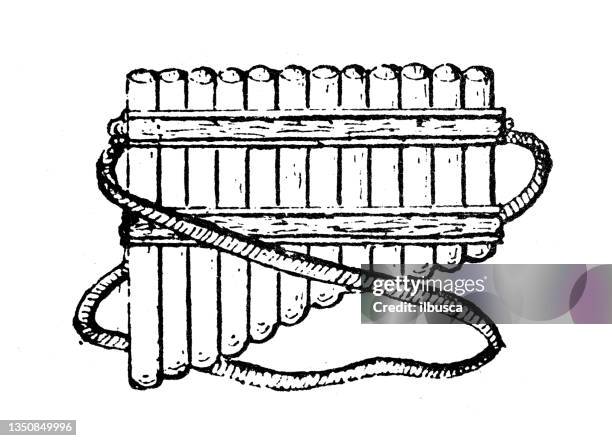 antique illustration: pan flute - panpipe stock illustrations