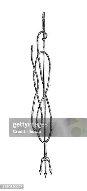 stockillustraties, clipart, cartoons en iconen met antique illustration: fishgig harpoon - harpoen