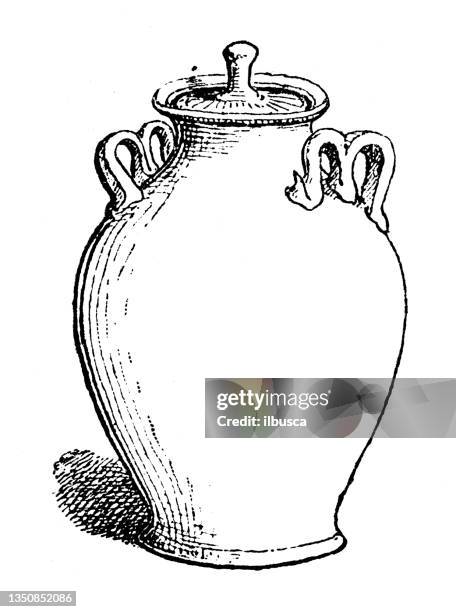 antique illustration: funerary urn - funeral urn stock illustrations