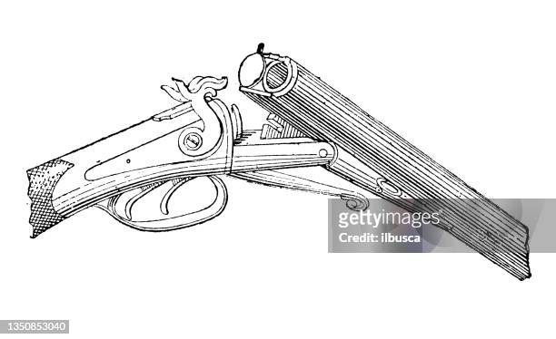 antique illustration: rifle mechanism - shotgun stock illustrations