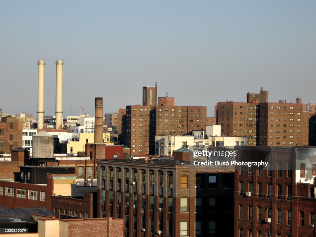 Factory Building Rooftops Factory Building Smoke Stacks Over Rooftops Of The Lower East Side ...