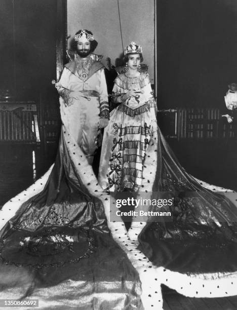 King Nicholas Werther Jr and Queen Rosemary Dittmann at a carnival of pageantry and revel, in occasion of the Mardi Gras, New Orleans, US, 22nd...