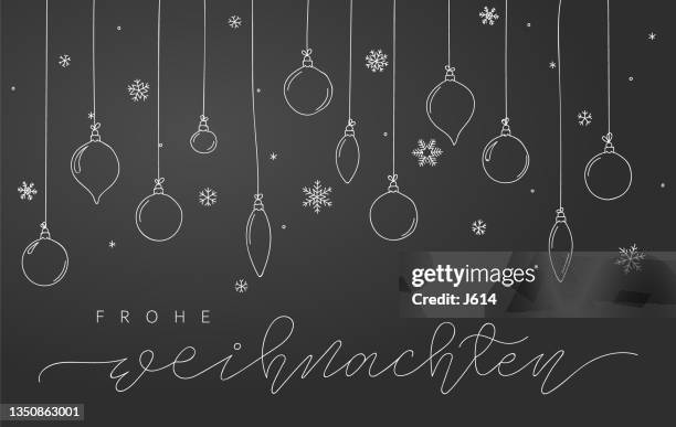 christmas greeting card with ornaments and text in german - chalkboard ornaments stock illustrations