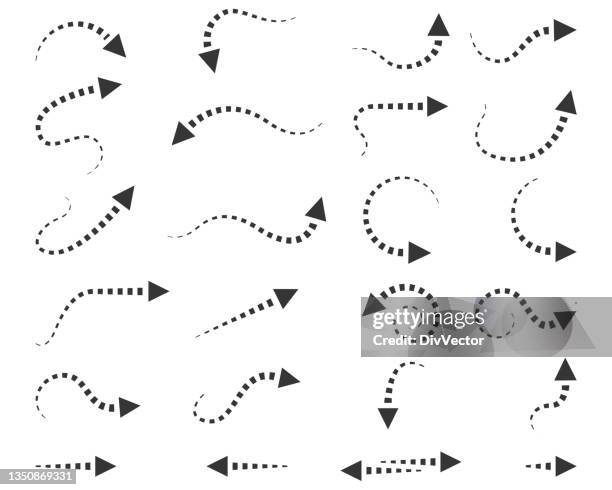 arrows vector set - abstract dots arrow stock illustrations