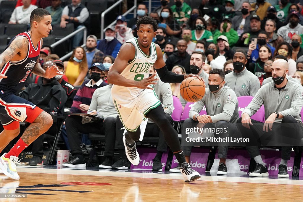 Josh Richardson of the Boston Celtics dribbles the ball during a