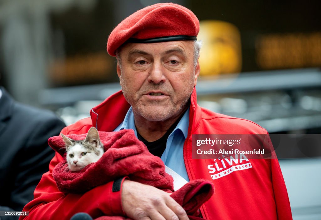 Republican NYC Mayoral Candidate Curtis Sliwa Votes On Election Day