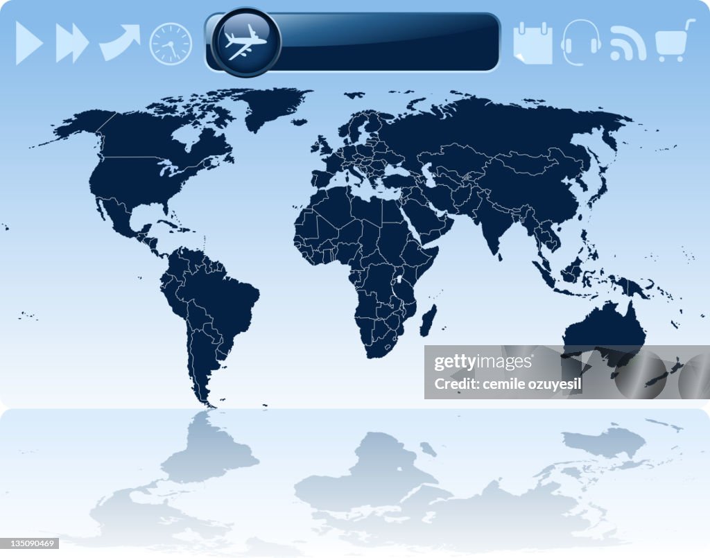 World map and symbols