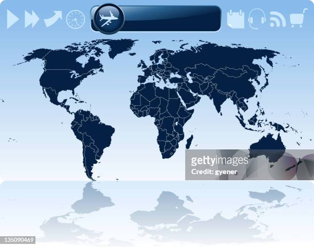world map and symbols - earth pacific ocean stock illustrations