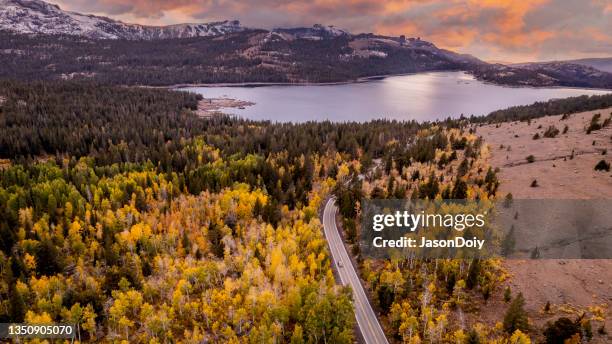 autumn colors sierra nevada mountains - nevada road stock pictures, royalty-free photos & images