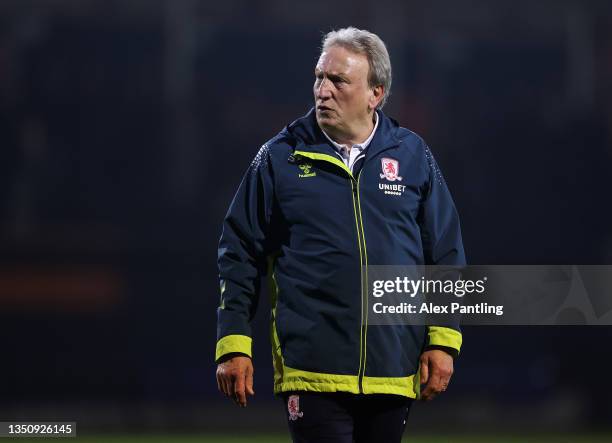 Neil Warnock, Manager of Middlesbrough reacts following the Sky Bet Championship match between Luton Town and Middlesbrough at Kenilworth Road on...