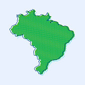 Minimalist Brazil map with outlines and grids. eps 10