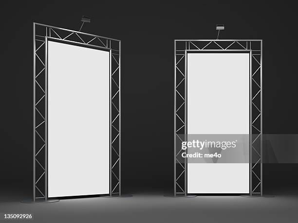 trade advertising stand - stand by me stockfoto's en -beelden