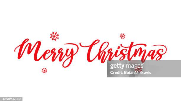 merry christmas red lettering on white background. vector - text stock illustrations
